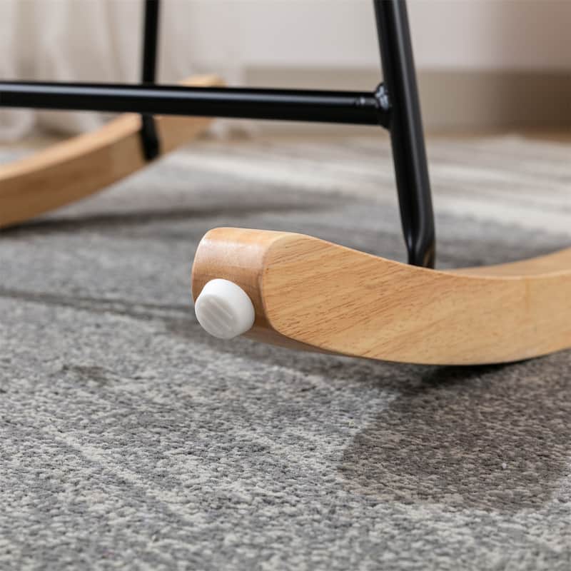 Padded Seat Rocking Chair With High Backrest And Armrests