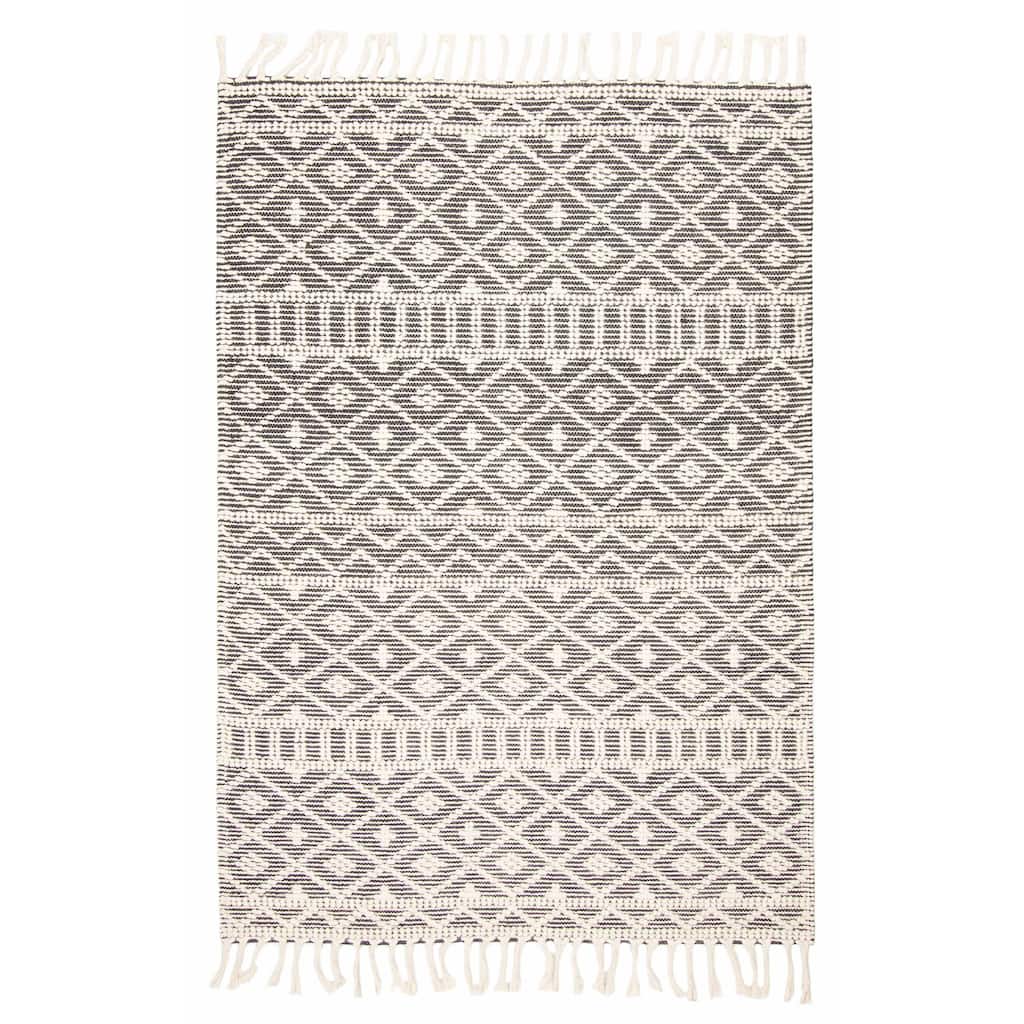 ECARPETGALLERY Braid weave Sienna Black Wool Rug - 5'2 x 7'5