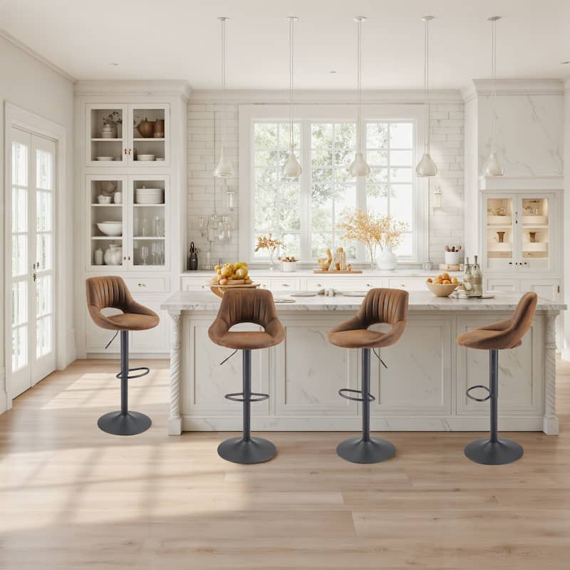 Art Leon Modern Adjustable 360 Swivel Barstool with Retro Faux Leather