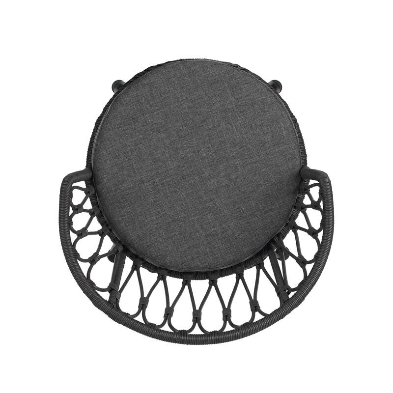 Rattan and Iron Chair Set with Cushions