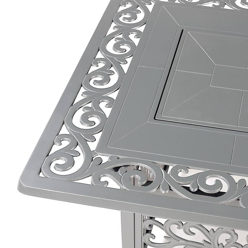 Rectangular 48 in. x 36 in. Aluminum Propane Fire Pit Table, Glass Beads, Two Covers, Lid, 57,000 BTUs - N/A