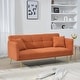preview thumbnail 7 of 8, Convertible Sofa Couch Orange Sleeper Sofa with Adjustable Backrest, Velvet Folding Sofa Bed with Wood Frame