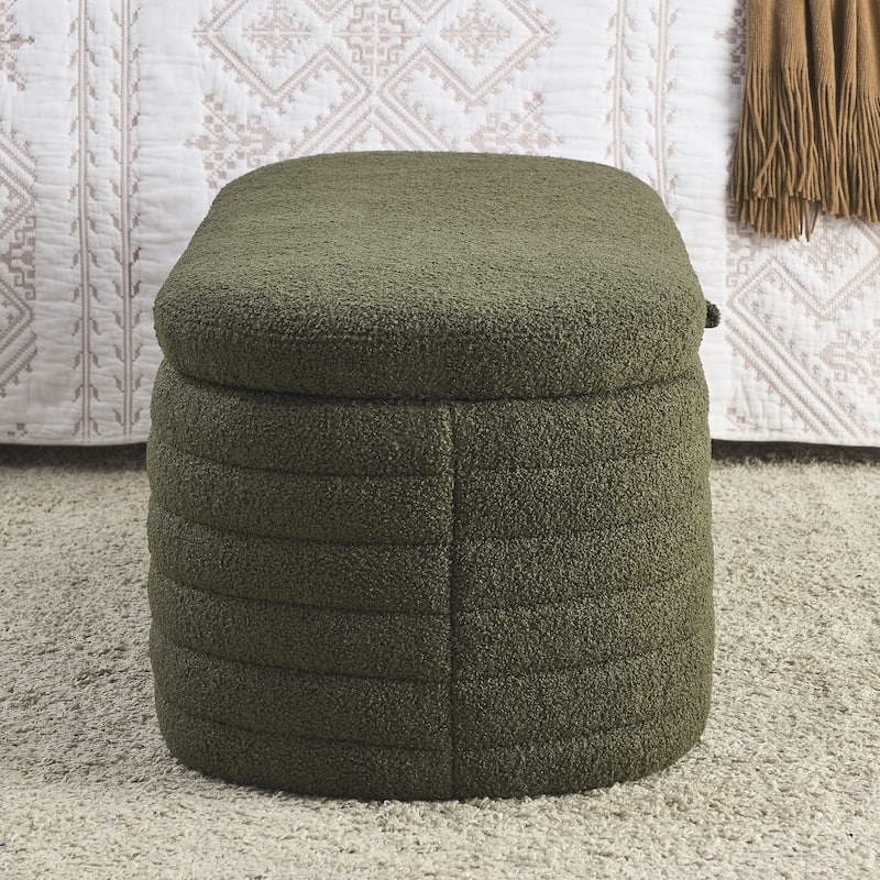 Length 45.5 inchesStorage Ottoman Bench with Safety Hinge