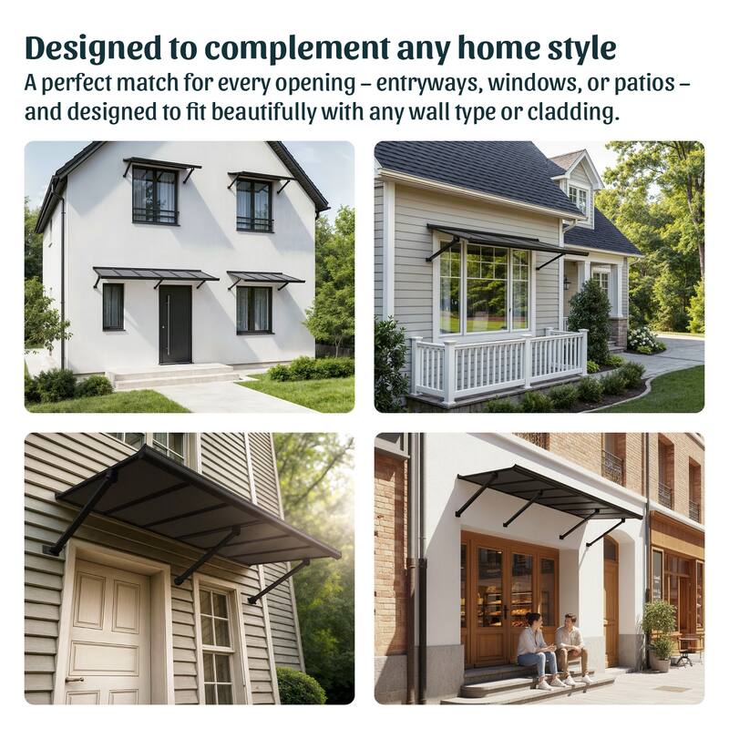 Canopia Augustine 3 ft. Black/Gray Door and Window Awning