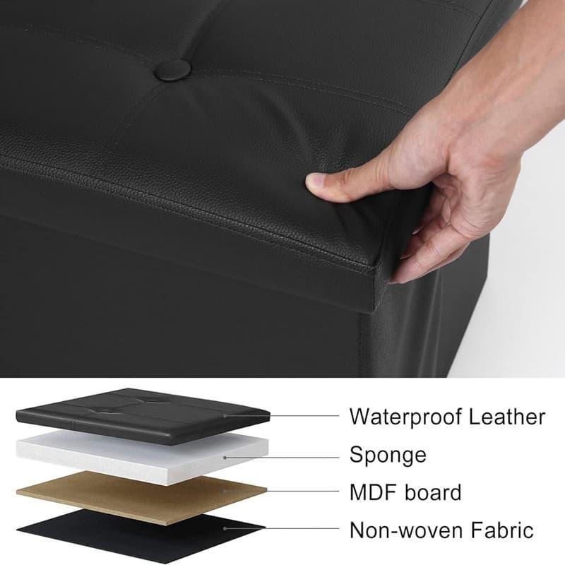 Black Foot Rest Ottoman Faux Leather