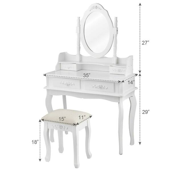 Shop Costway White Vanity Makeup Dressing Table Jewelry Storage