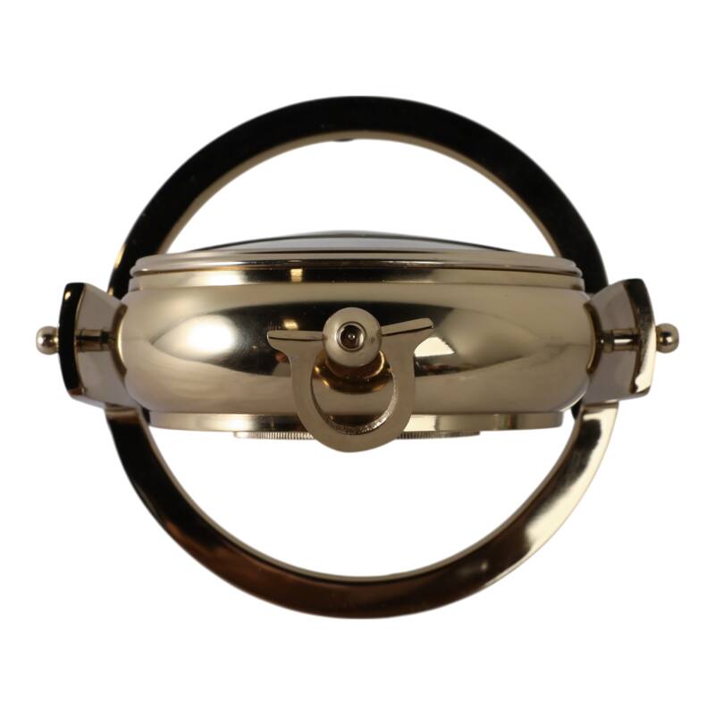 Metal Glass Desk Clock Roman Numerals Silent Movement and Pivot Stand - 9" x 9" x 10"