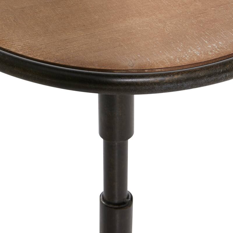 Metal Accent Table with Brown Wood Top - Bronze - Roche River Decor