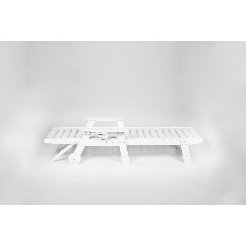 Lounge Chair with Side Table, 3-Piece Oversized Chaise Lounge Chair Setwith Wood Texture,All Weather Patio Lounge Chair