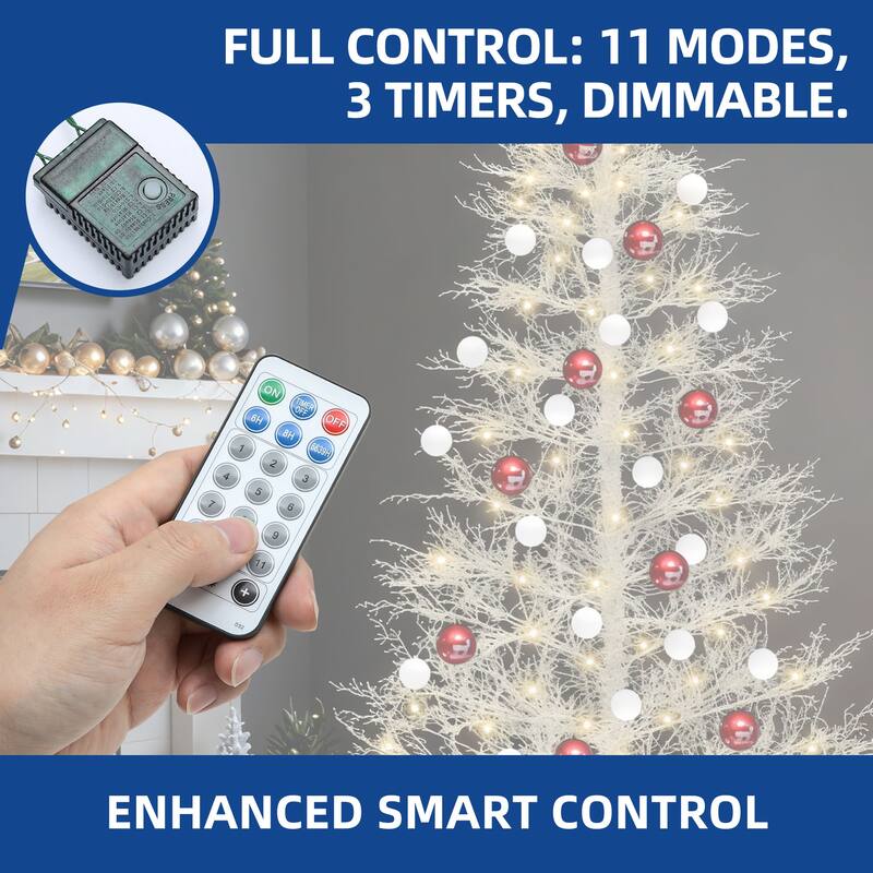 6 /7.5 FT Prelit White Artificial Birch Christmas Tree with Remote