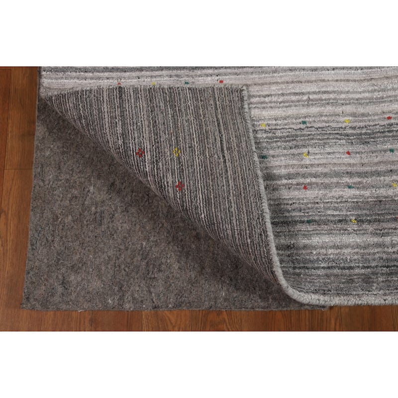 Hand Knotted Oriental 100% Wool Carpet Tribal Tribal Greys & Charcoal Gabbeh Area Rug - 9' 11'' X 7' 11''