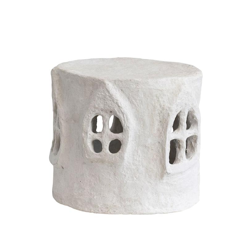 Decorative Handmade Paper Mache House - 14.0"L x 14.0"W x 13.0"H - Ivory - 14.0"L x 14.0"W x 13.0"H
