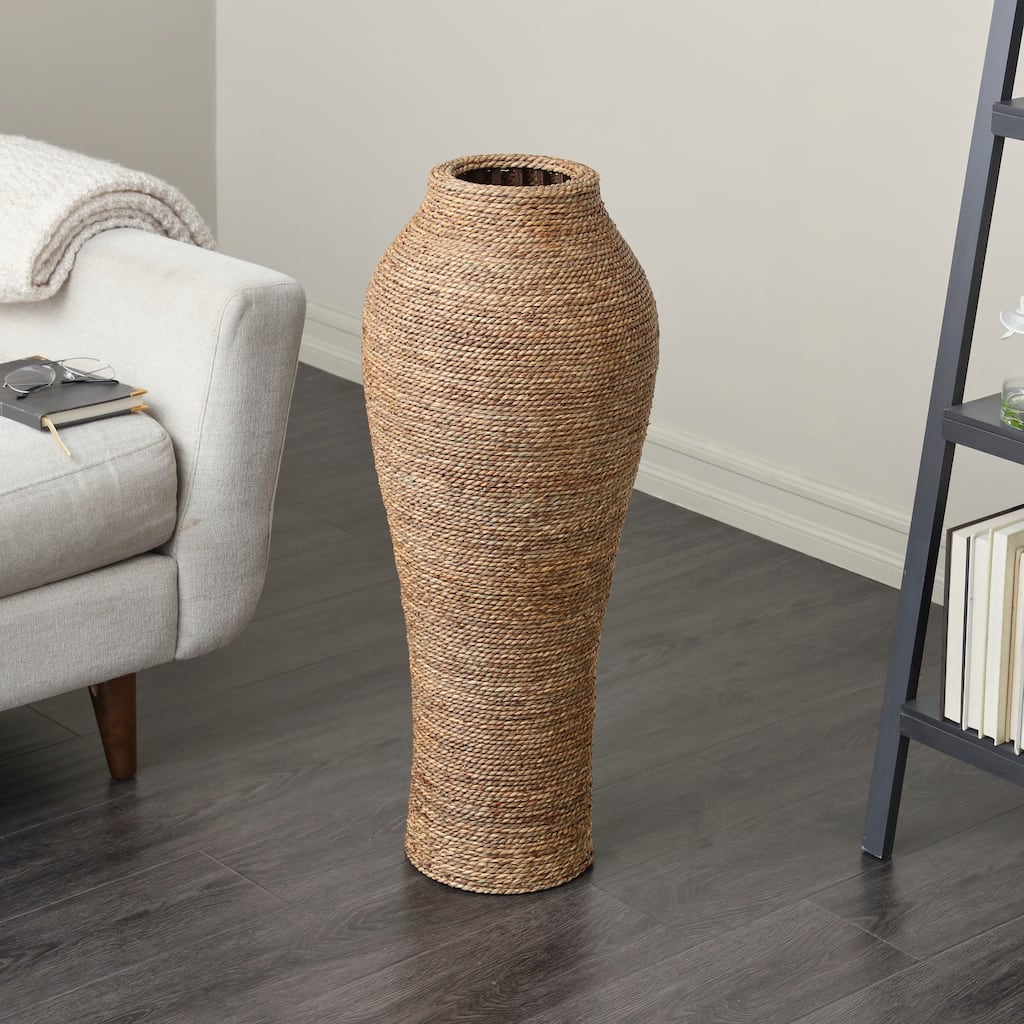 Brown Seagrass Handmade Tall Wrapped Decorative Vase