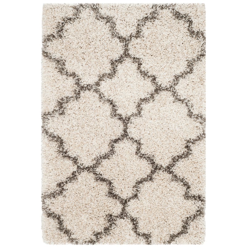 SAFAVIEH Hudson Shag Jeryl Glam Trellis 2-inch Area Rug - 2'3" x 3'9" - Ivory/Grey