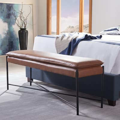 SAFAVIEH Kara 19-inch Cushioned X-Bench - 50" W x 13.5" L x 19" H - 50" W x 13.5" L x 19" H