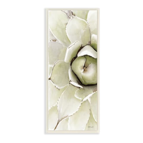 Stupell Industries Succulent Bulb Blossom Green Plant Modern Watercolor Painting Wood Wall Art, 7 x 17