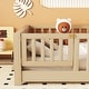preview thumbnail 6 of 9, Natural Twin Size Pine Wood Floor Bed with Built-in Book Rack