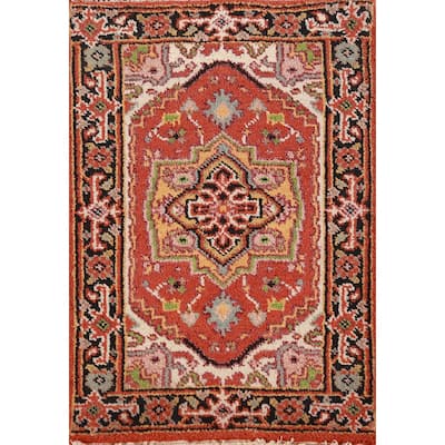 Orange Heriz Serapi Oriental Rug Handmade Traditional Wool Carpet - 2'0" x 3'0"
