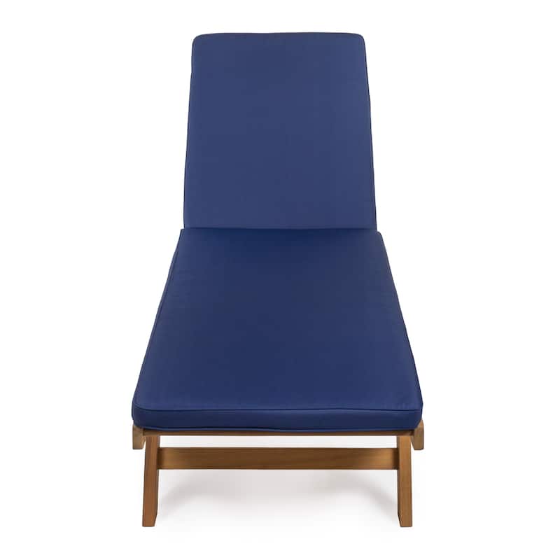 Adjustable Outdoor Chaise Lounge w/ Cushion & Wheels - JONATHAN Y - Navy