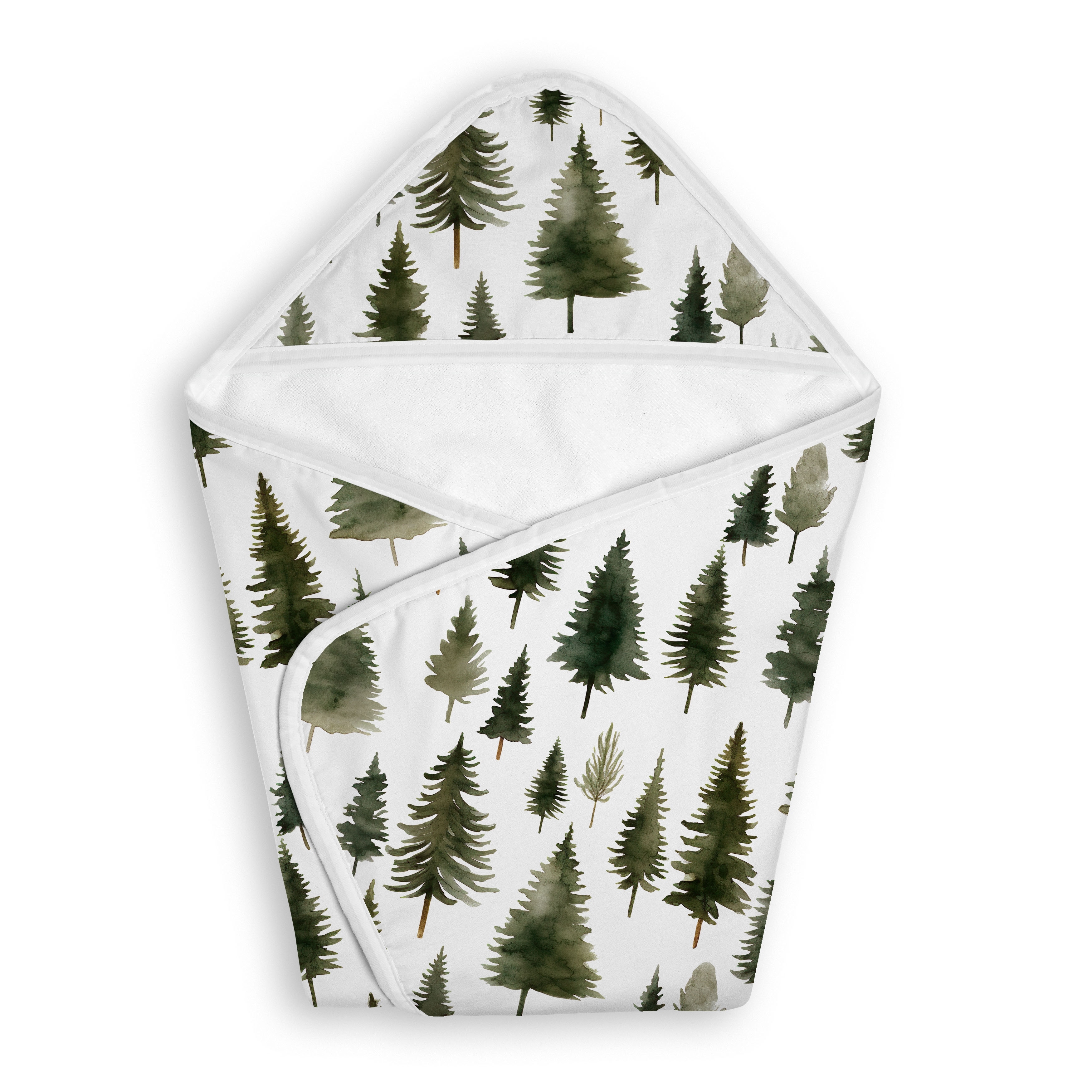 Sweet Jojo Designs Sage Green Woodland Boy, Girl, Unisex/Gender Neutral Hooded Baby Towels - Toddler Bath Towel -Forest Pinetree