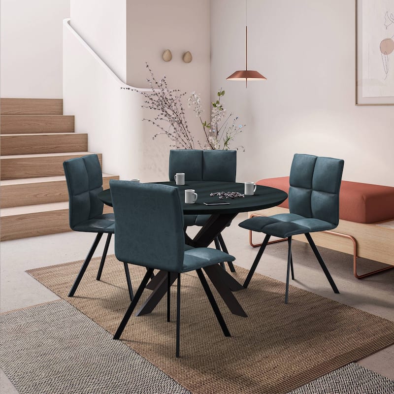 Wesley Modern Leather Dining Chair With Metal Legs Set of 4 by LeisureMod