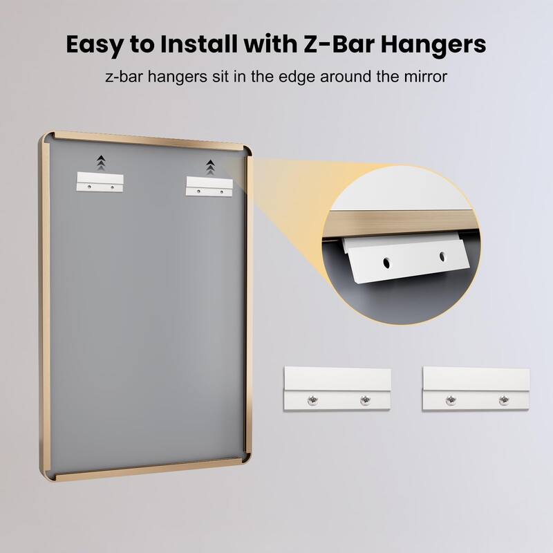24x32 Inch Gold Aluminium Frame Bathroom Mirror, for Living Room Bedroom Cloakroom