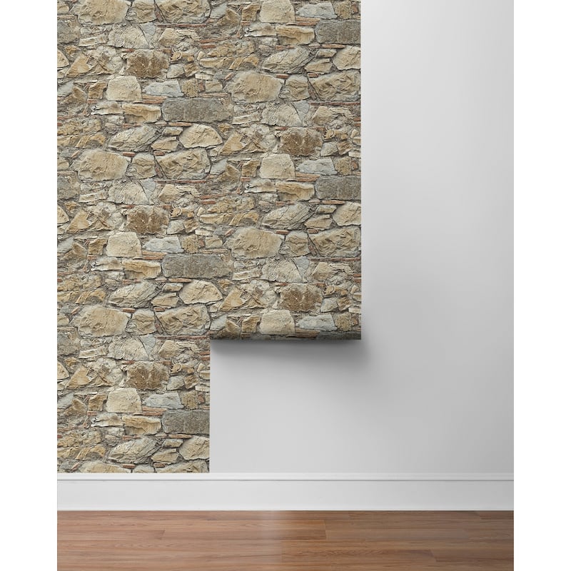 Seabrook Designs Faux Stone Wall Prepasted Wallpaper - 20.5 in. W x 33 ft. L