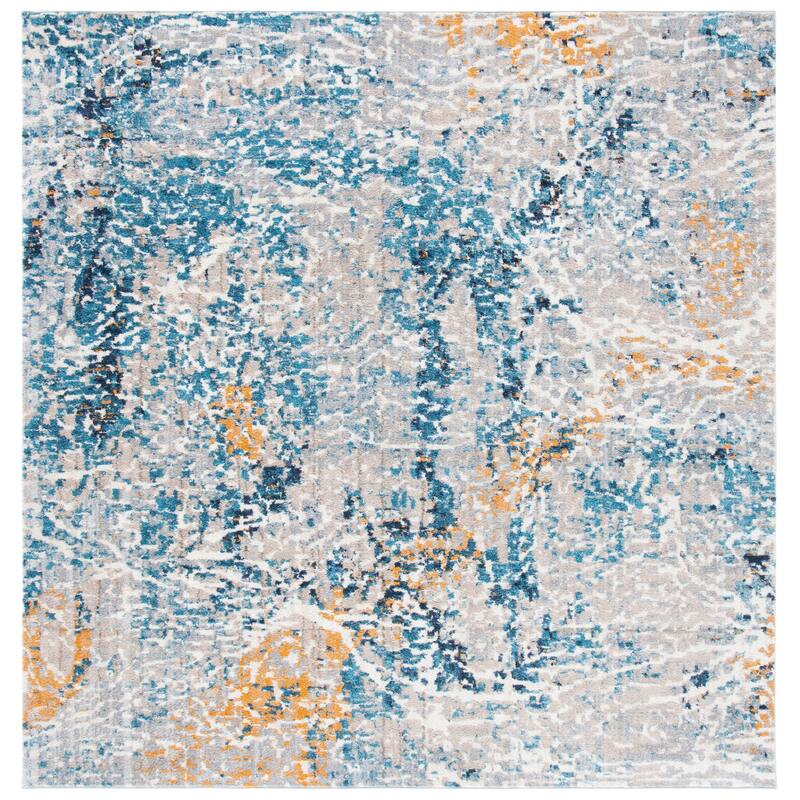 SAFAVIEH Madison Bobbye Modern Abstract Rug - 6'7" Square - Grey/Blue
