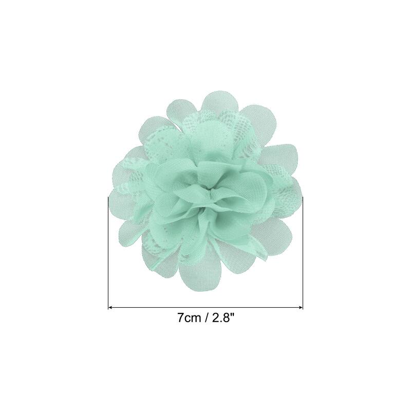 10Pcs Chiffon Flowers Fabric Flower Sewing Fabric Appliques - Mint Green - 2.8"
