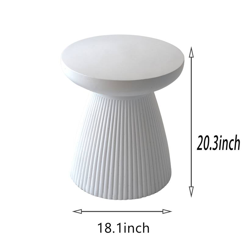 Decorative Garden End Table, 20.3" H Modern Heavy Duty Patio Sturdy Faux Terrazzo - Beige