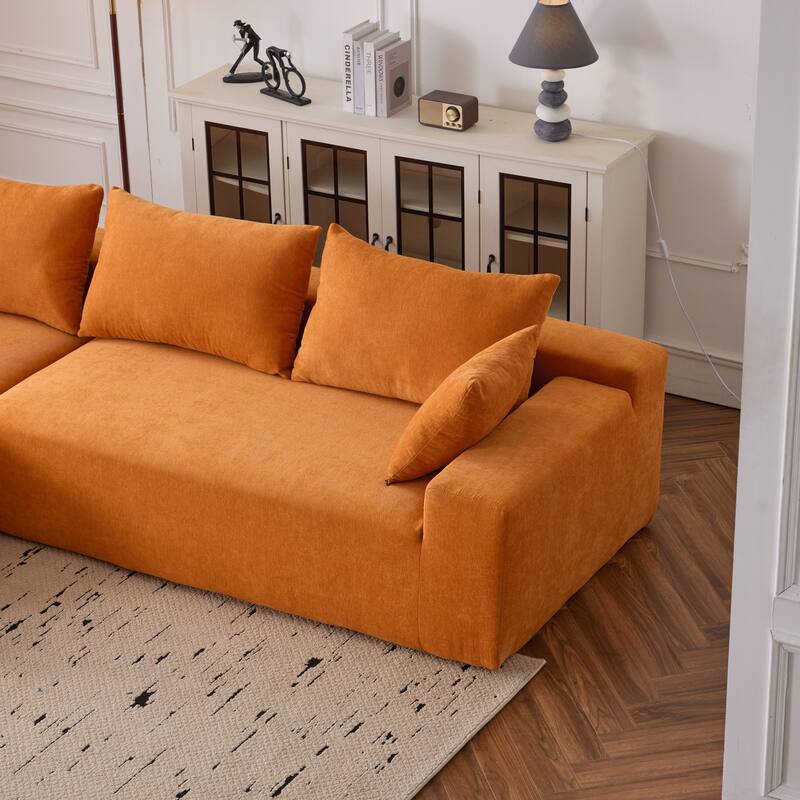 107.88" Chenille Extra-Deep Modular Cloud Sofa with 30D High-Density Foam & Spring Support