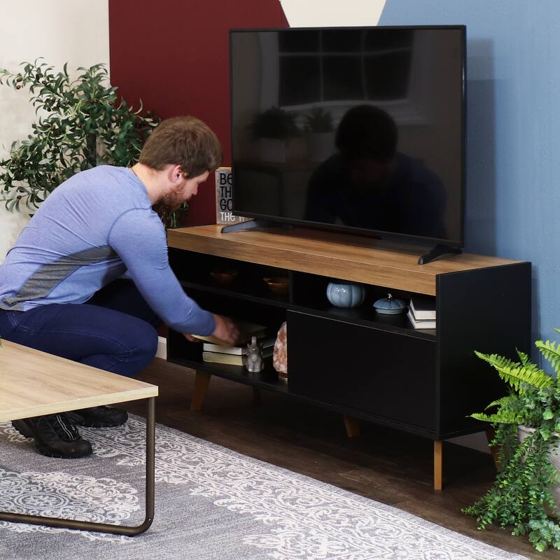 Sunnydaze Mid-Century Modern TV Stand Console for 58" TV with Cabinet