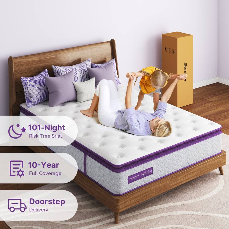 12" Medium Firm Pillow Top Mattress - Bamboo Charcoal Foam, 5-Zone Support, CertiPUR-US® Certified