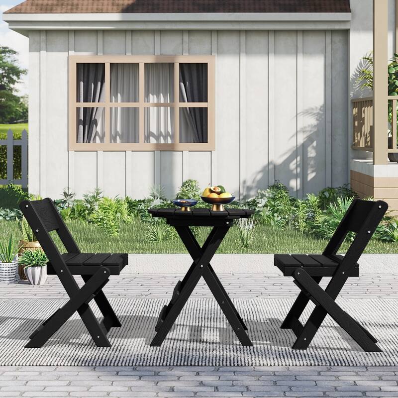 3-Piece Outdoor HDPE Bistro Set, Waterproof, Weather-Resistant & Foldable