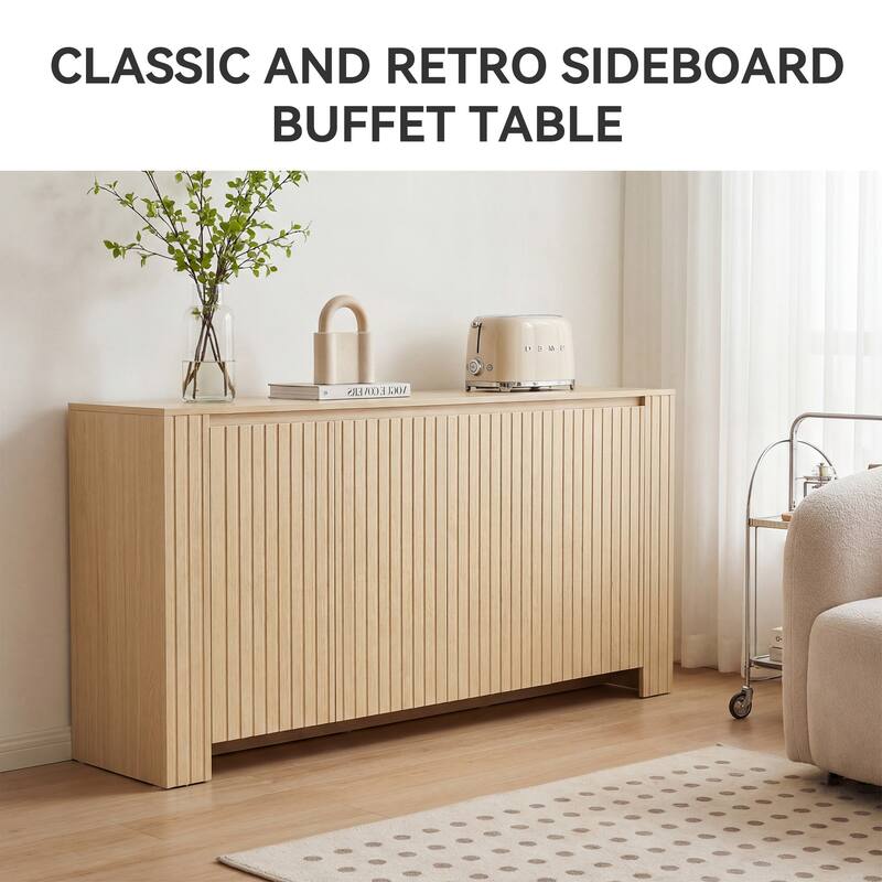 Mid-Century Modern Large 4-Door Cabinet Storage Sideboard