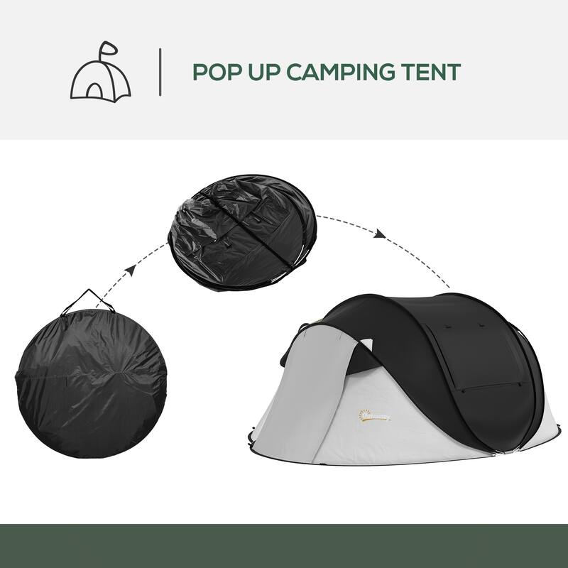 Outdoor Pop Up Tent, Instant Camping Tent with Porch and Carry Bag