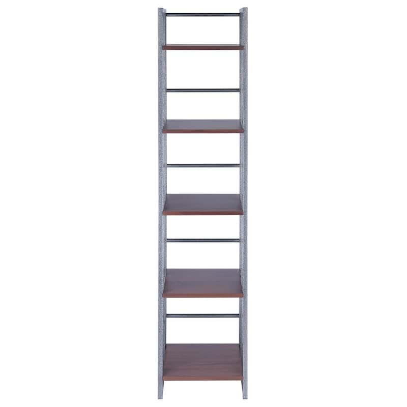 5 Tier Tall Storage Shelf - 61.5" - Graphite and Walnut