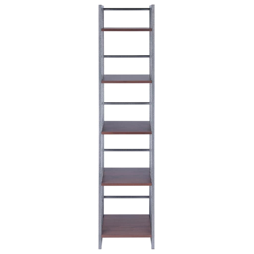 5 Tier Tall Storage Shelf - 61.5" - Graphite and Walnut