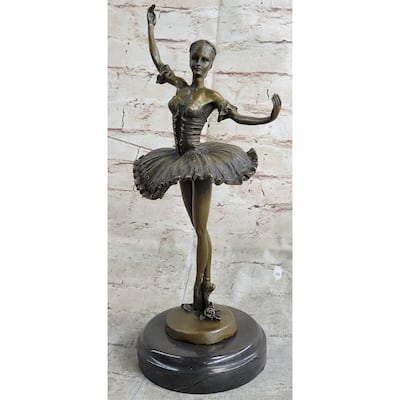 Graceful Ballerina Ballet Wearing Tutu Dance Cl Dancer Bronze Sculpture Decor