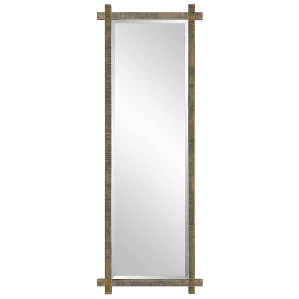 slide 2 of 7, Uttermost Abanu Ribbed Gold Dressing Mirror - 22 W X 60.25 H X 1.25 D (in)