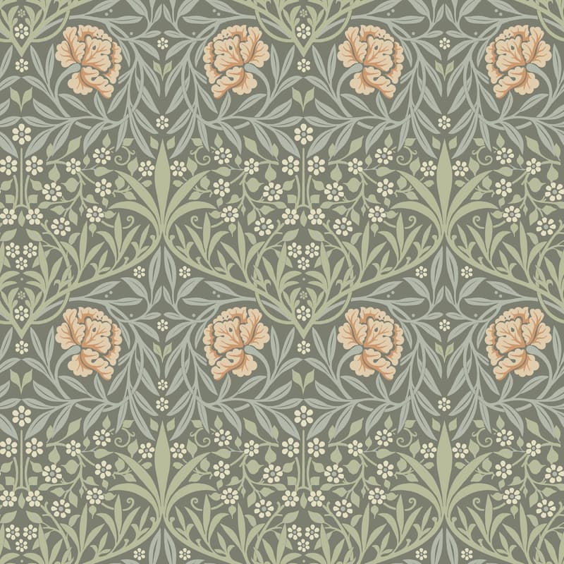 Oxford Union Grey Floral Vines Wallpaper
