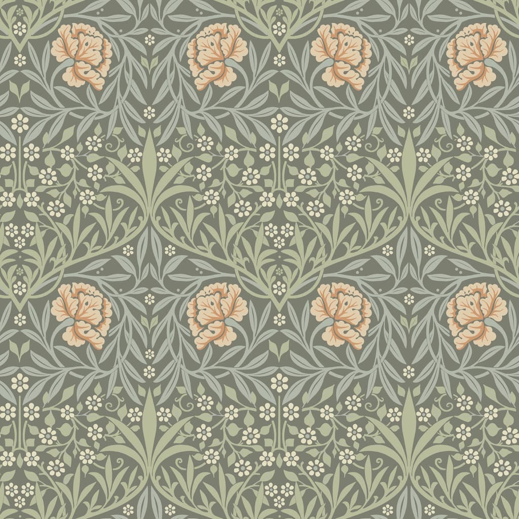 Oxford Union Grey Floral Vines Wallpaper