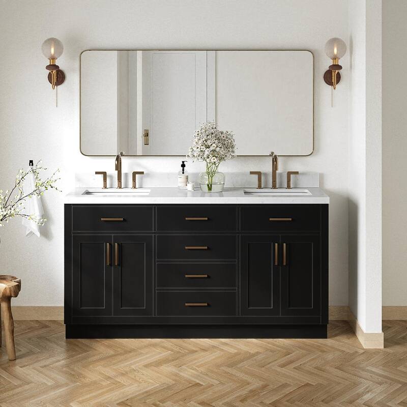 Ariel T066DCQRVO Hepburn 66" Free Standing Double Basin Vanity Set