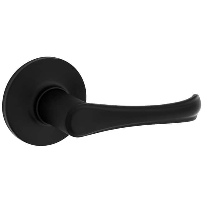 Kwikset Grapevine Passage Door Lever Set with Round Rose from the - Matte Black