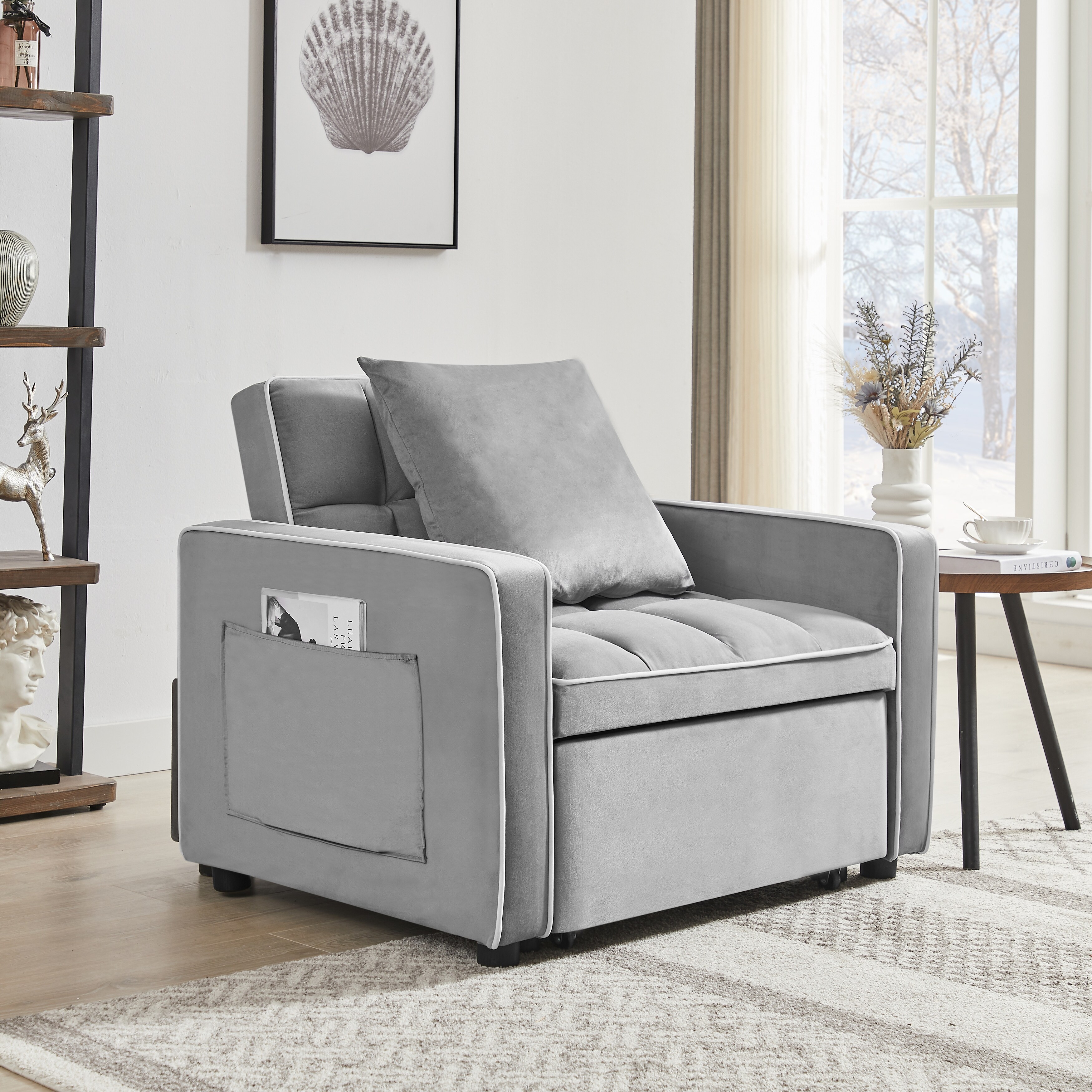 Velvet discount convertible chair