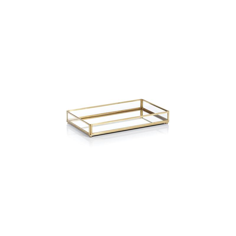 Cava Metal-Edged Mirrored Glass Vanity Tray - Small