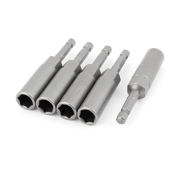 5 Pcs Magnetic 10mm Hex Socket Screw Driver Bits Tool Gray 80mm Long