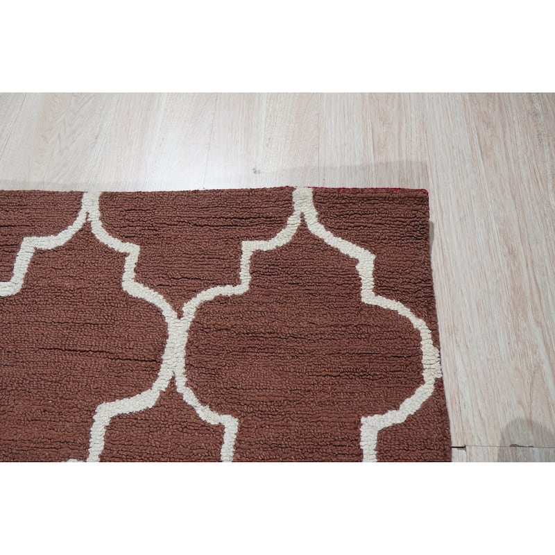 Rust Traditional Trellis Geometric Moroccan Area Rug - 5' x 7'