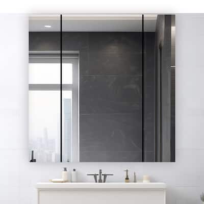 AQUADOM Royale 36W Medicine Cabinet Defogger, 3X LED Lighted Vertically Adjustable Magnifying Mirror, Electrical Outlets.