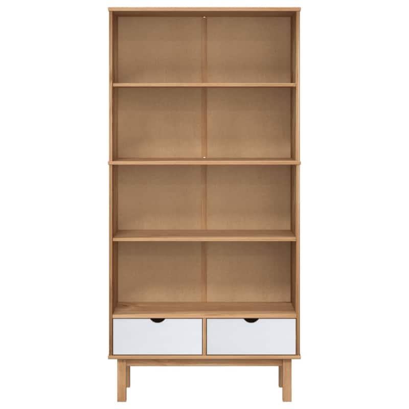 vidaXL Bookshelf Storage Cabinet Shelf for Home Office OTTA Solid Wood Pine - 34.6" x 13.8" x 70.9"